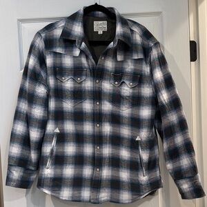 Tecovas Blue and White Plaid Shirt Jacket
